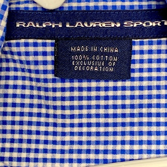 Ralph Lauren Sport Gingham Cotton Poplin Shirt 100% Cotton Long Sleeve Size 4 - Picture 6 of 11